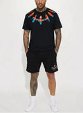 FesFas feathers-print T-shirt Set | Black