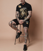 FesFas golden horse-print Polo Set | Black