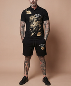 FesFas golden horse-print Polo Set | Black