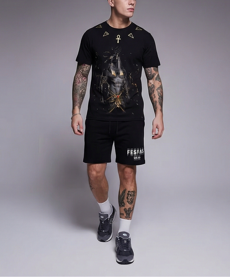 FesFas anubis-print T-shirt Set | Black