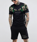 FesFas flowers-print T-shirt Set | Black