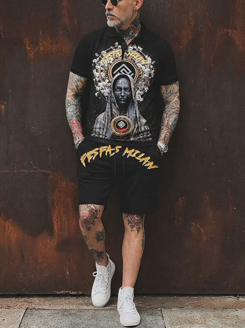 FesFas goddess-print Polo Set | Black