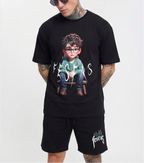 FesFas cute boy-print T-shirt Set | Black