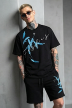 FesFas feathers-print T-shirt Set | Black