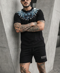 FesFas blue feathers-print T-shirt Set | Black