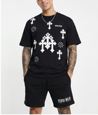 FesFas cross-print T-shirt Set | Black