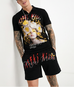 FesFas flower goddess-print Polo Set | Black
