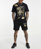 FesFas golden horse-print T-shirt Set | Black
