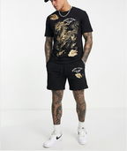 FesFas golden horse-print T-shirt Set | Black