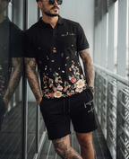 FesFas flowers-print Polo Set | Black