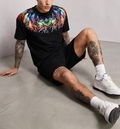 FesFas colorful feathers-print T-shirt Set | Black