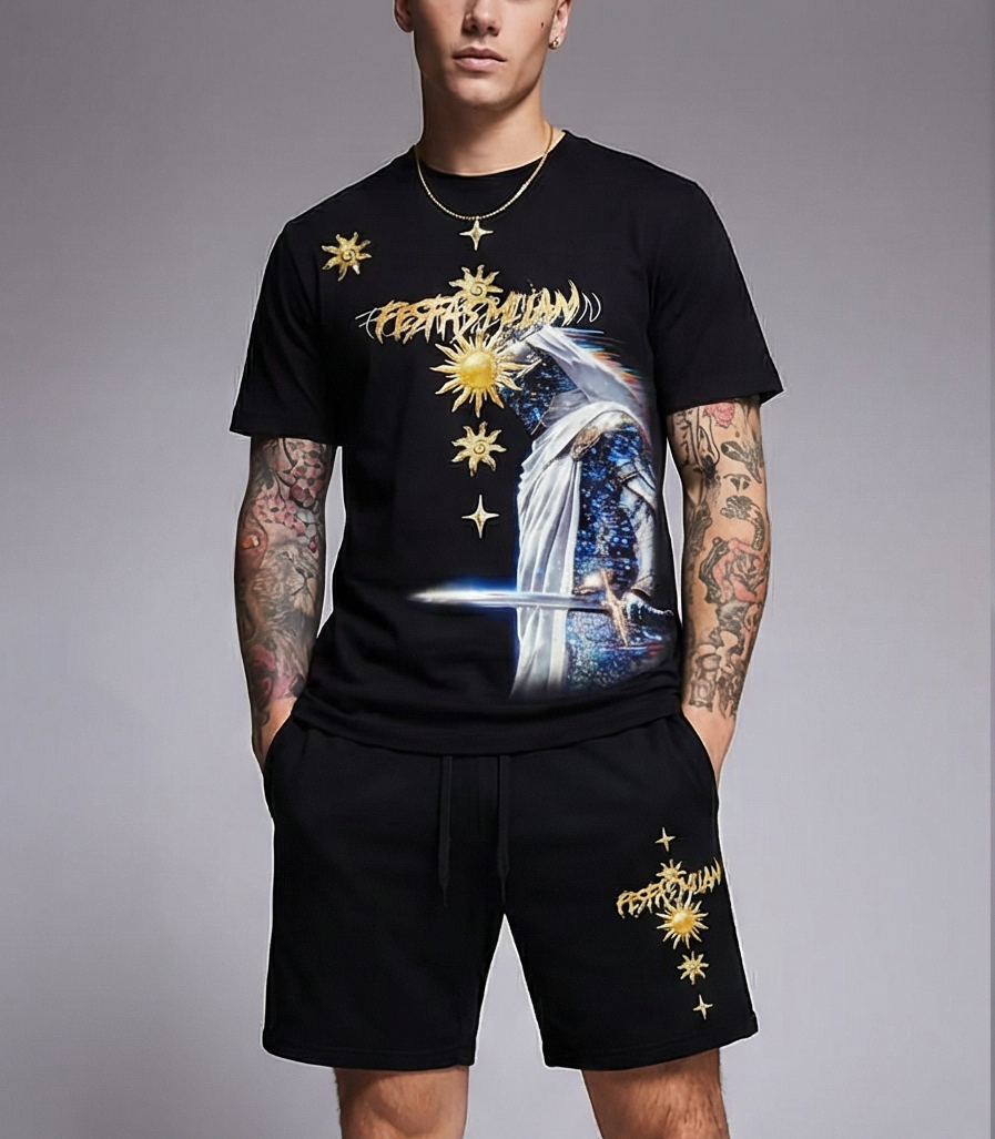 FesFas knight-print T-shirt Set | Black