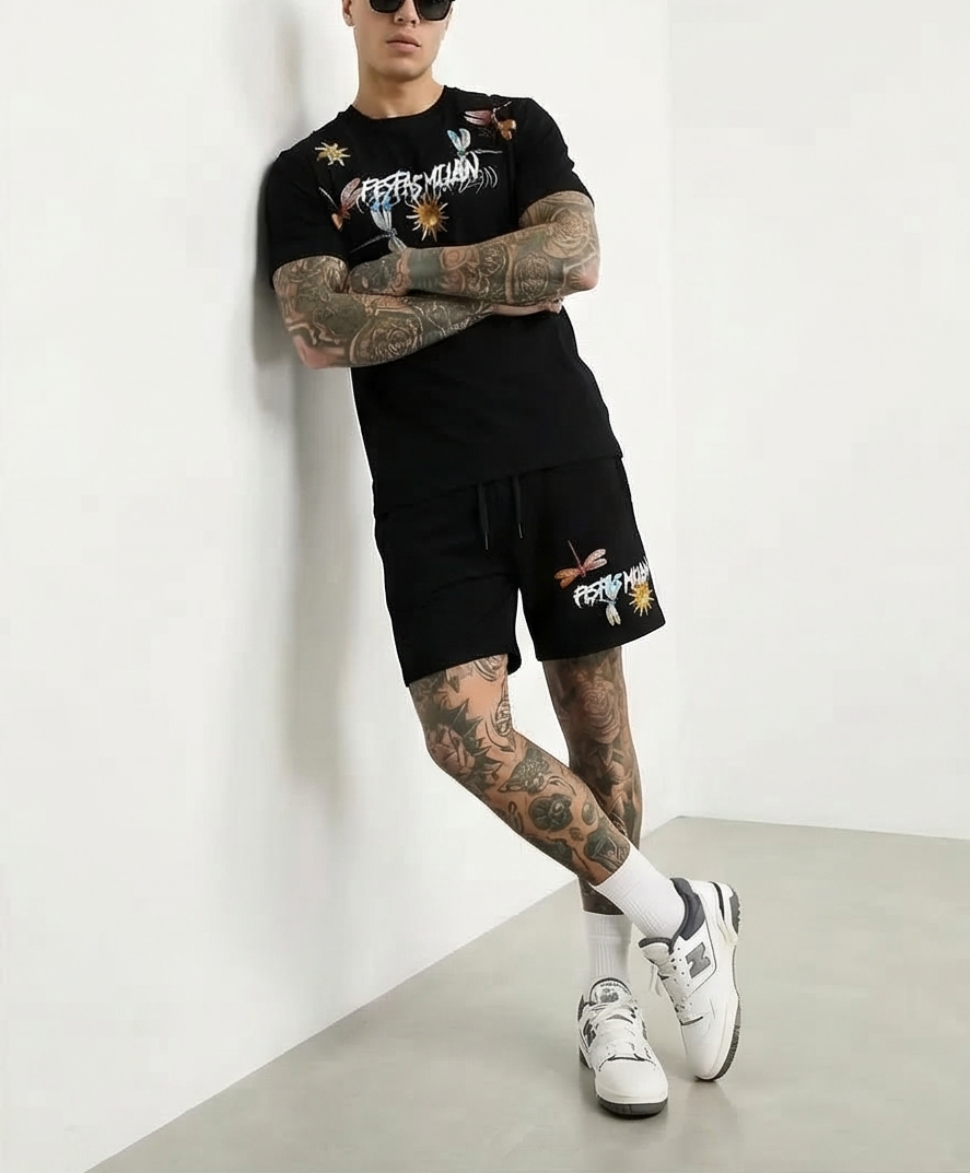 FesFas dragonfly-print T-shirt Set | Black