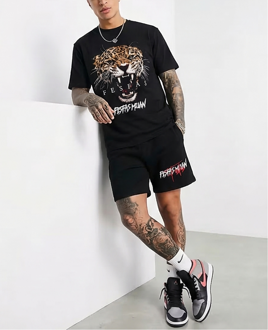 FesFas jaguar-print T-shirt Set | Black