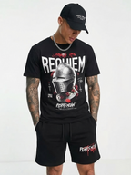 FesFas knight helmet-print T-shirt Set | Black
