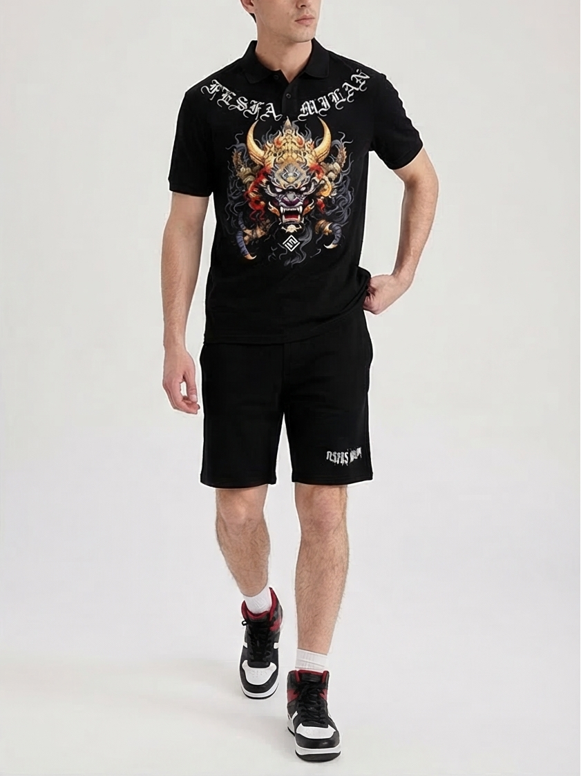 FesFas dragon-print Polo Set | Black
