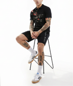 FesFas flowers-print Polo Set | Black