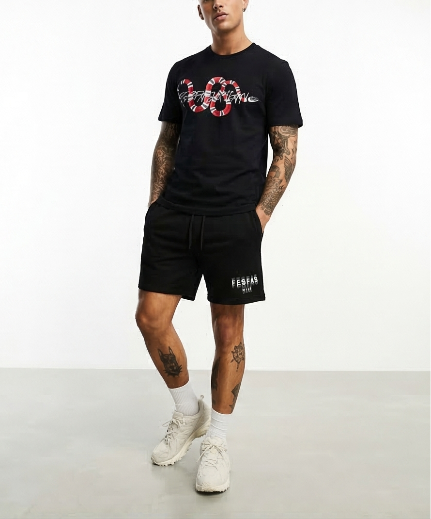 FesFas snake-print T-shirt Set | Black