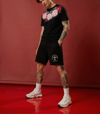 FesFas flowers-print T-shirt Set | Black