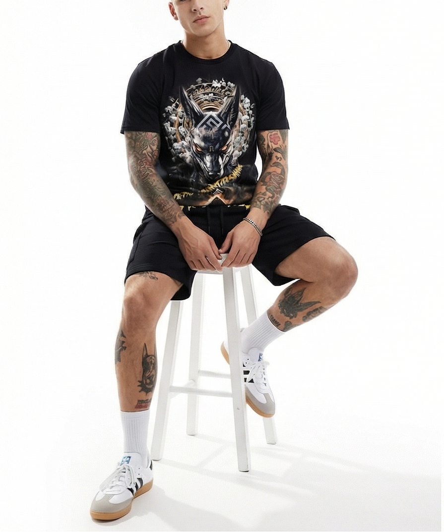 FesFas anubis-print T-shirt Set | Black