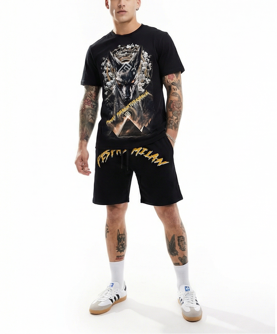 FesFas anubis-print T-shirt Set | Black