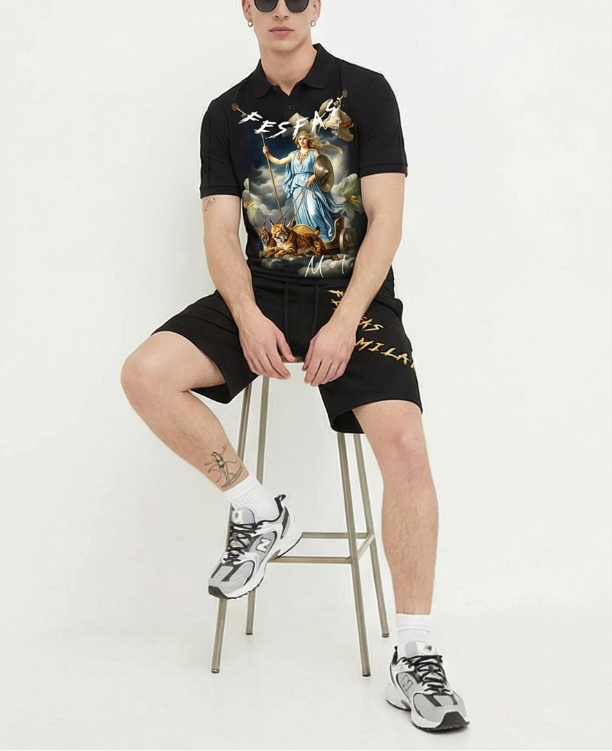 FesFas Norse goddess-print Polo Set | Men | Black
