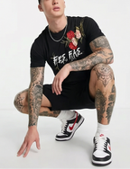 FesFas flowers-print T-shirt Set | Black