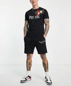 FesFas flowers-print T-shirt Set | Black