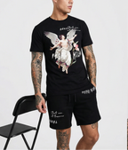 FesFas angel-print T-shirt Set | Black