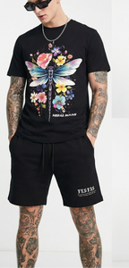FesFas colorful dragonfly-print T-shirt Set | Black