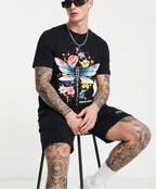 FesFas colorful dragonfly-print T-shirt Set | Black