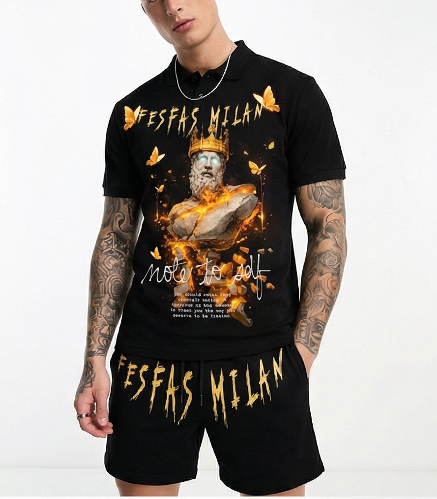 FesFas Poseidon-print Polo Set | Black