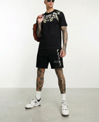 FesFas flowers-print T-shirt Set | Black