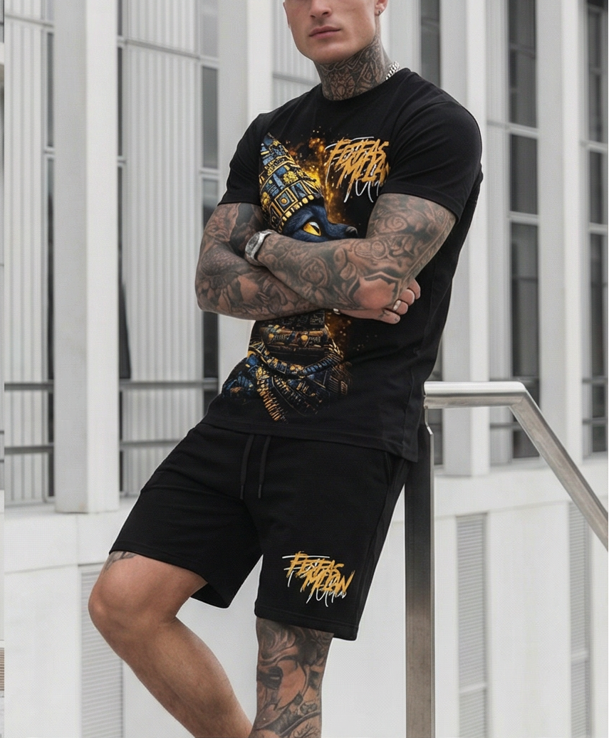 FesFas native cat-print T-shirt Set | Black