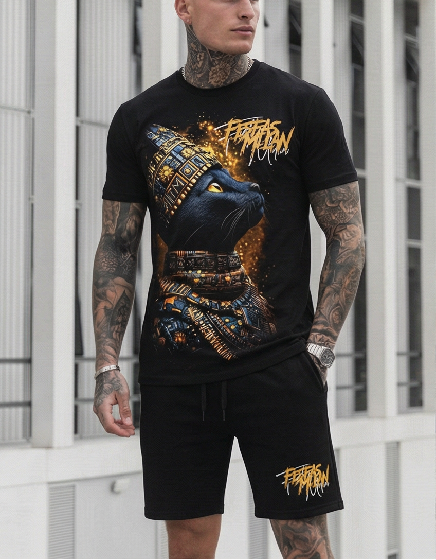FesFas native cat-print T-shirt Set | Black