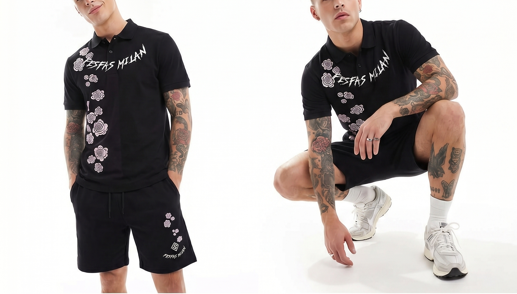 FesFas flowers-print Polo Set | Men | Black