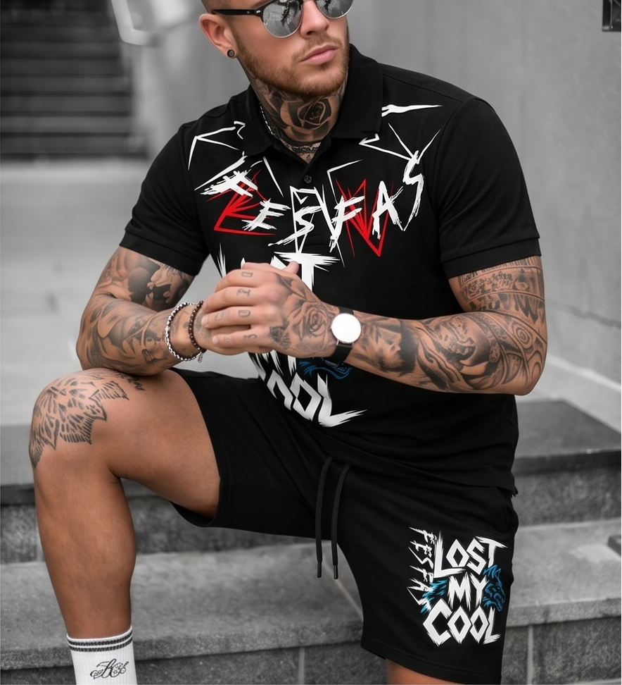 FesFas graphic-print Polo Set | Black