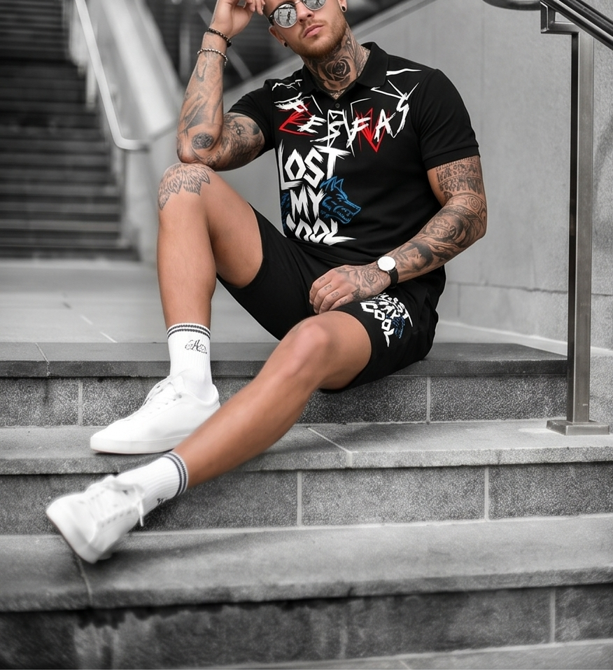 FesFas graphic-print Polo Set | Black