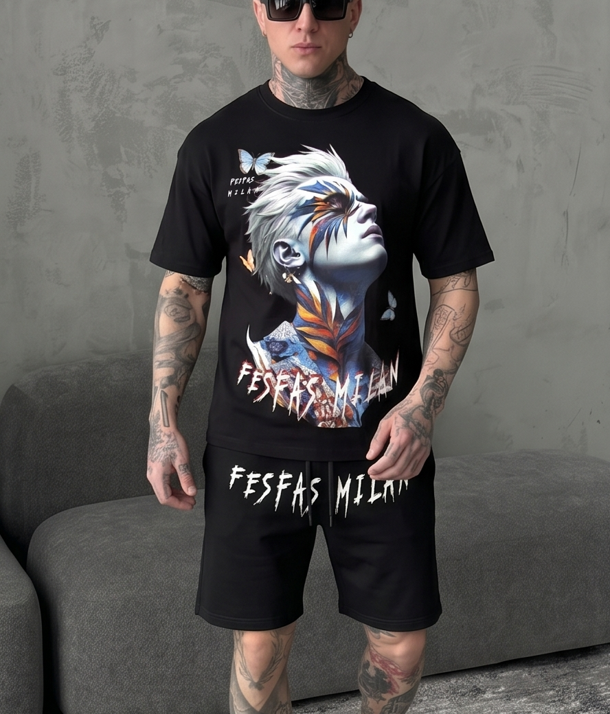 FesFas butterflies-print T-shirt Set | Black