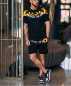 FesFas ginkgo leaves-print T-shirt Set | Black