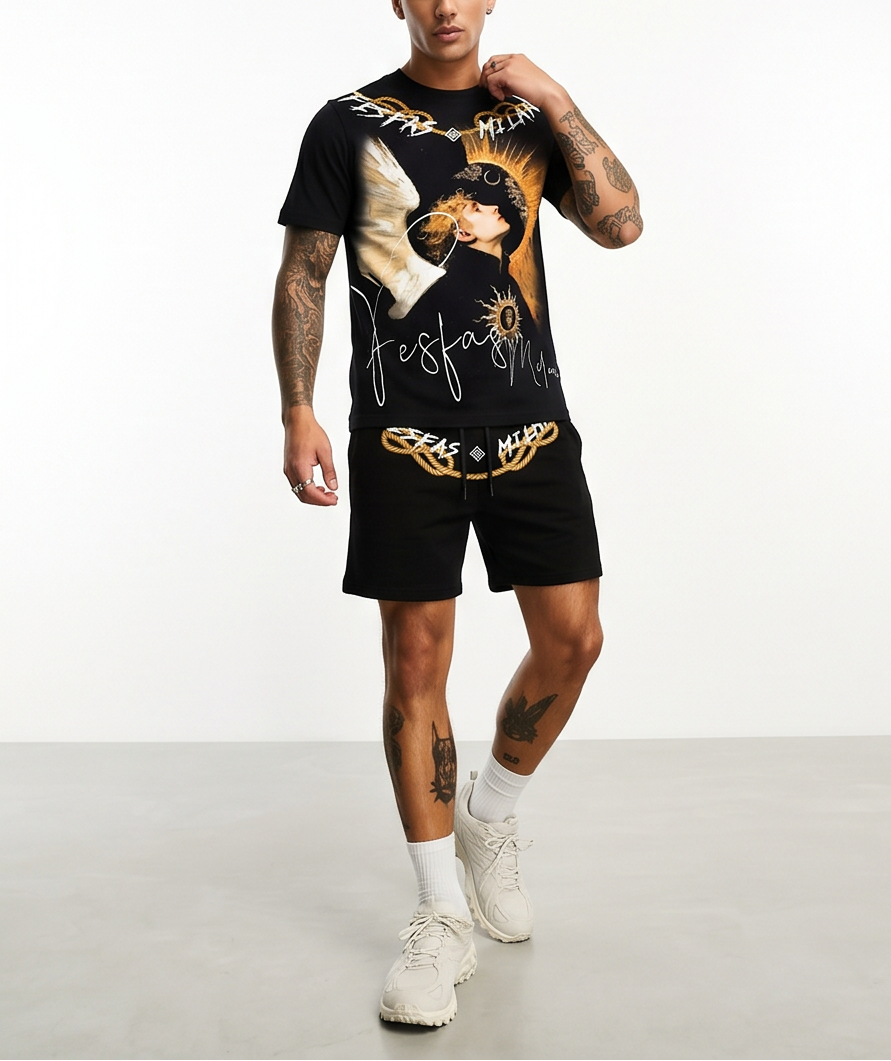 FesFas graphic-print T-shirt Set | Black