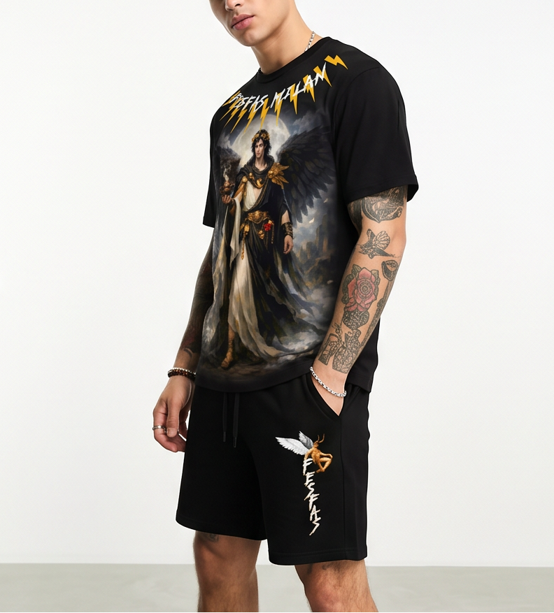 FesFas genie-print T-shirt Set | Black