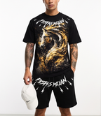FesFas golden horse-print T-shirt Set | Black