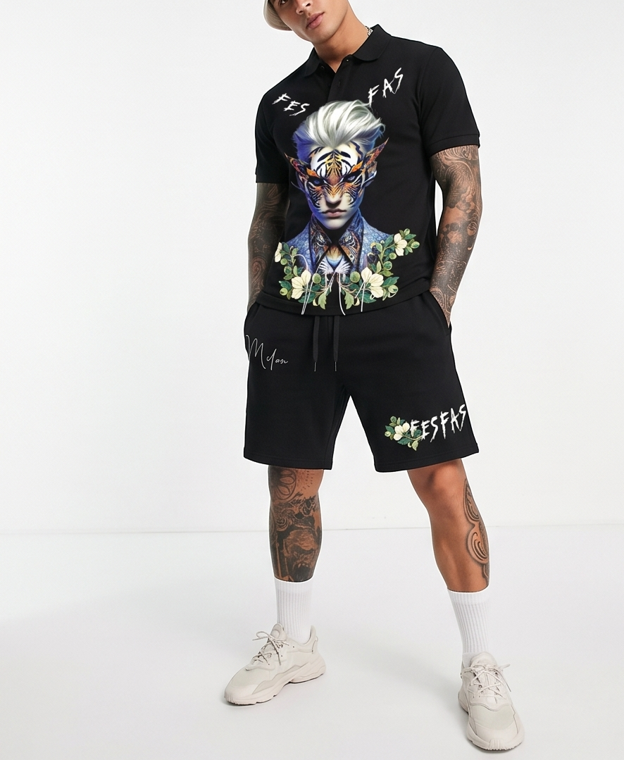 FesFas tiger spirit-print Polo Set | Black
