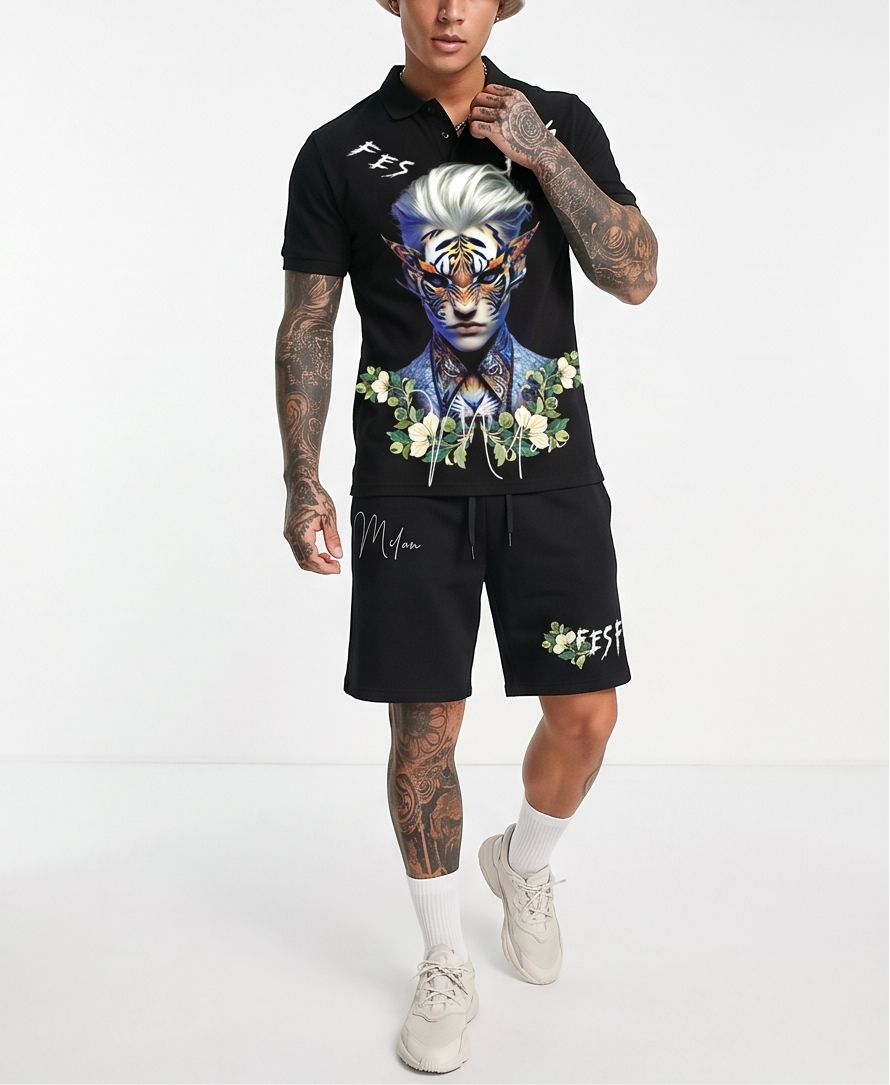 FesFas tiger spirit-print Polo Set | Black