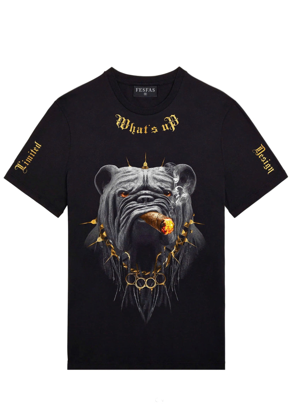 FesFas bulldog-print T-shirt | Black