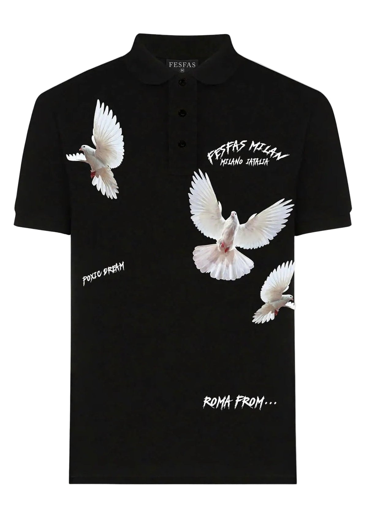 FesFas pigeons-print Polo Shirt | Black