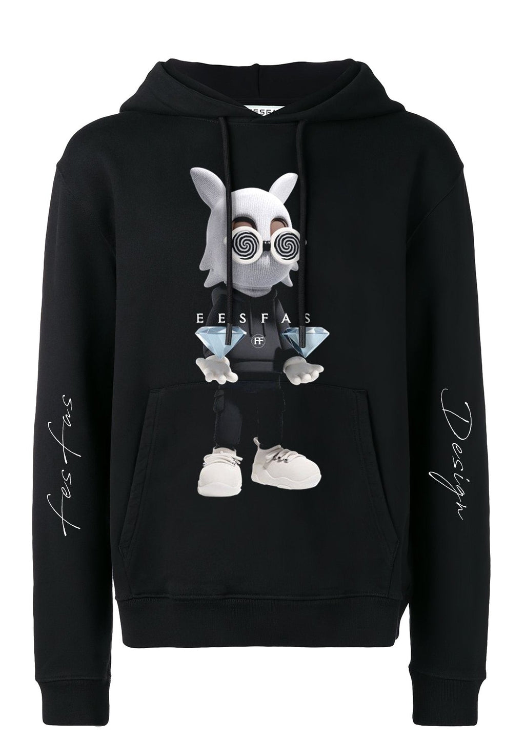 FesFas Diamond Bear-print Hoodie | Black