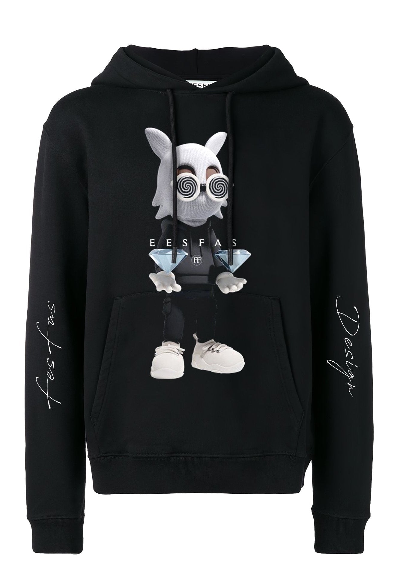 FesFas Diamond Bear-print Hoodie | Black
