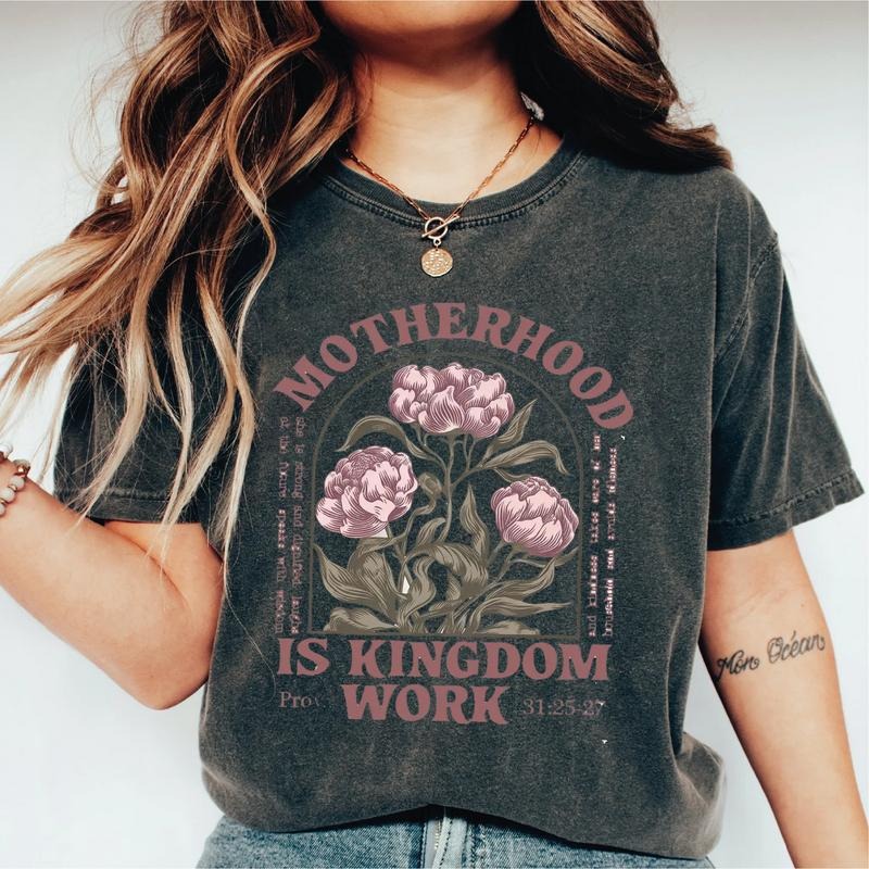 [100% COMFORT COLORS] Motherhood Is Kingdom Work Shirt, Mothers Day Christian Faith Mom Tee, Mother Day Outfit for men...